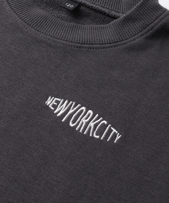 童裝內裡磨毛刺繡Logo長袖T恤