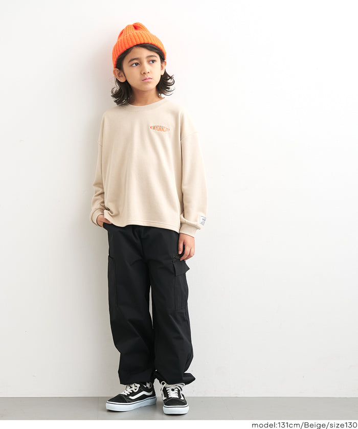 童裝內裡磨毛刺繡Logo長袖T恤