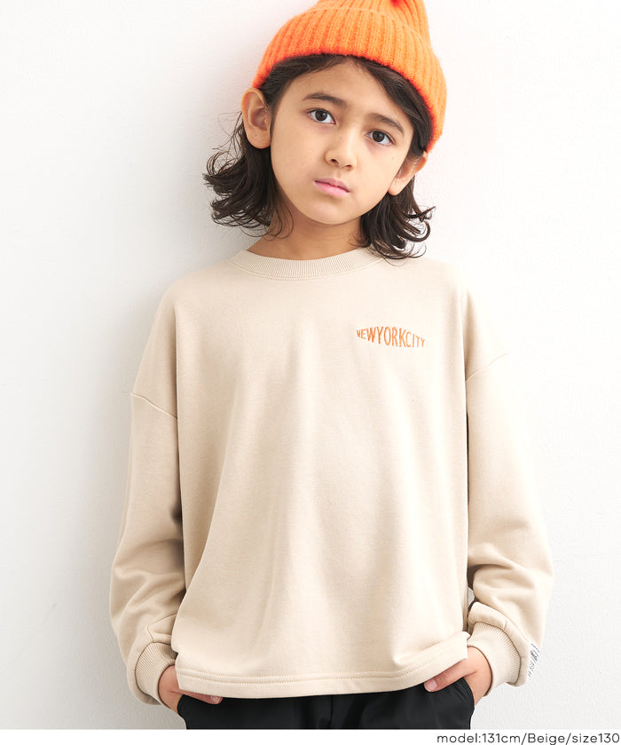 童裝內裡磨毛刺繡Logo長袖T恤