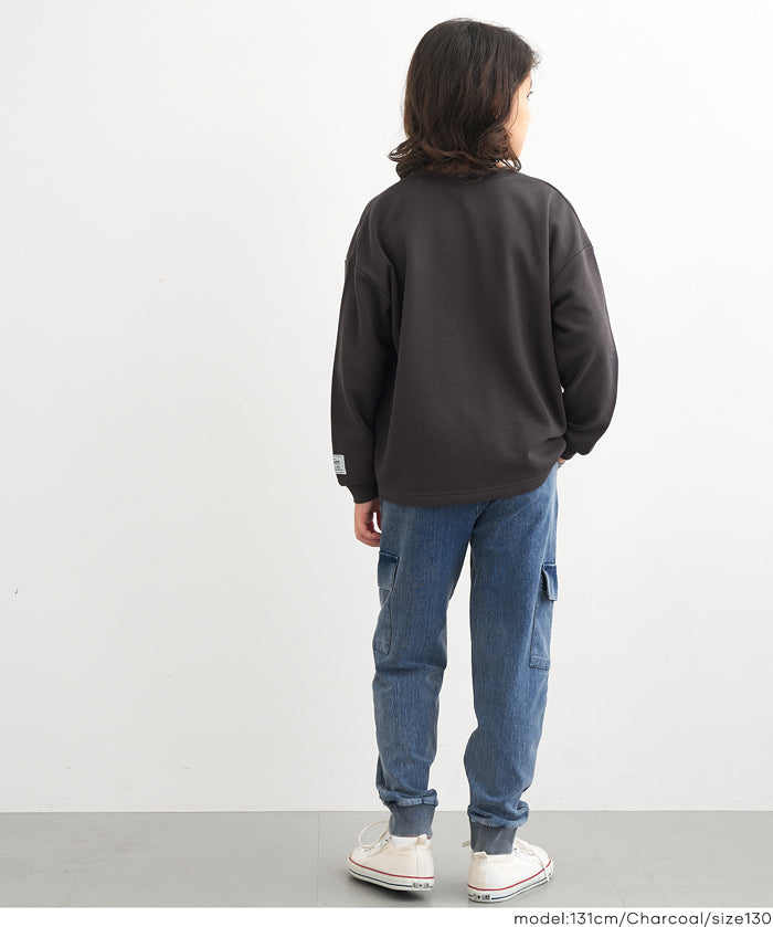 童裝內裡磨毛刺繡Logo長袖T恤