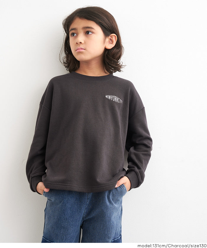 童裝內裡磨毛刺繡Logo長袖T恤