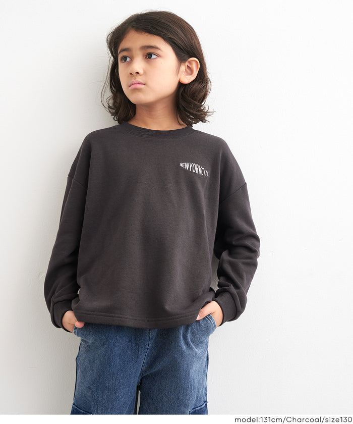 童裝內裡磨毛刺繡Logo長袖T恤