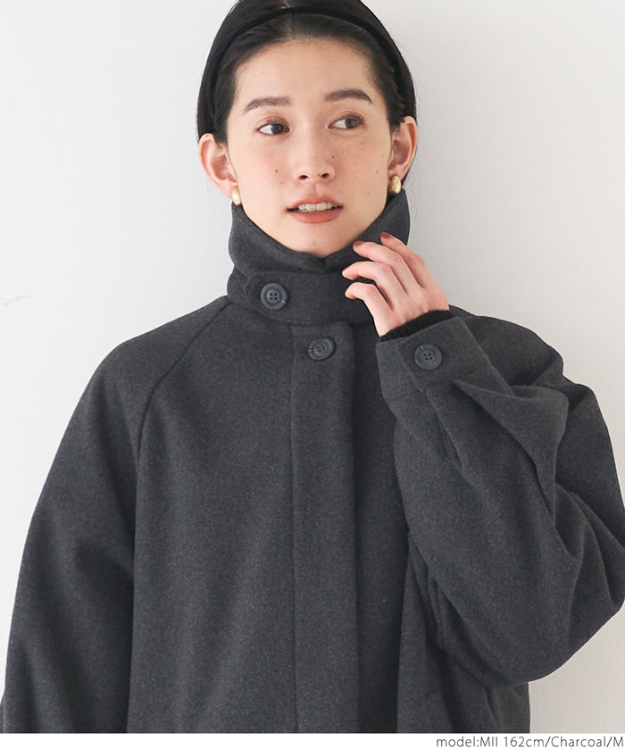 Faux wool long coat