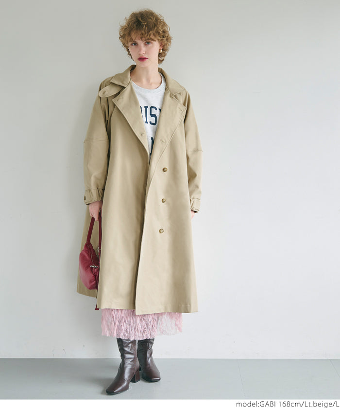 Cocoon sleeve long trench coat