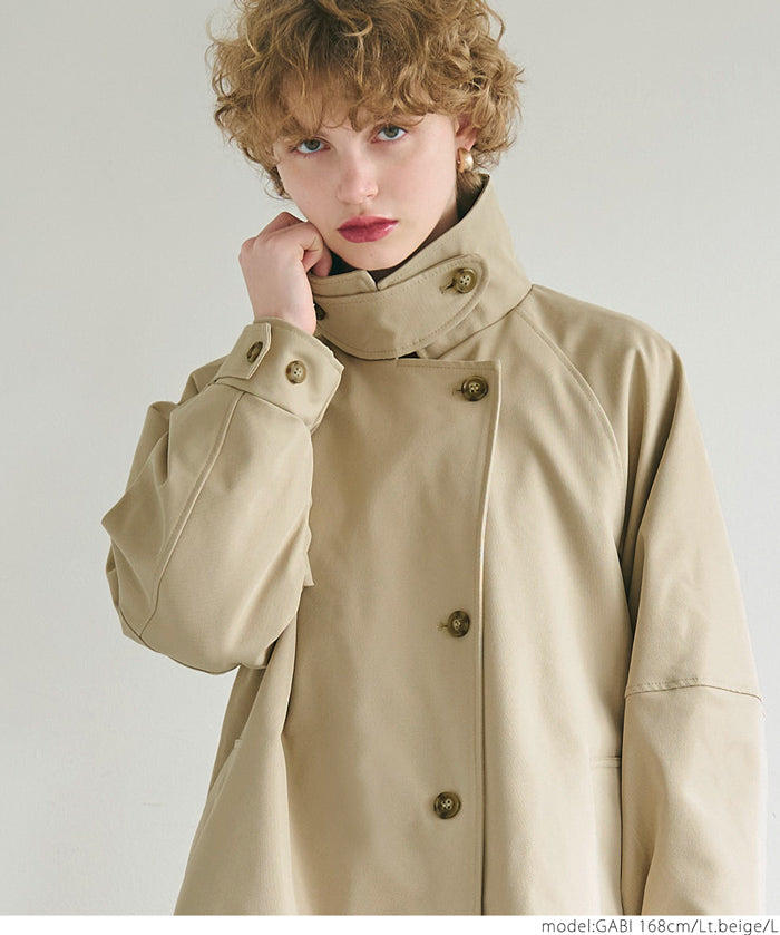 Cocoon sleeve long trench coat