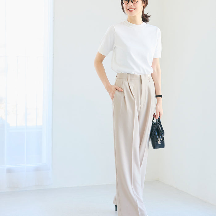 質感高腰中線闊腿西裝褲