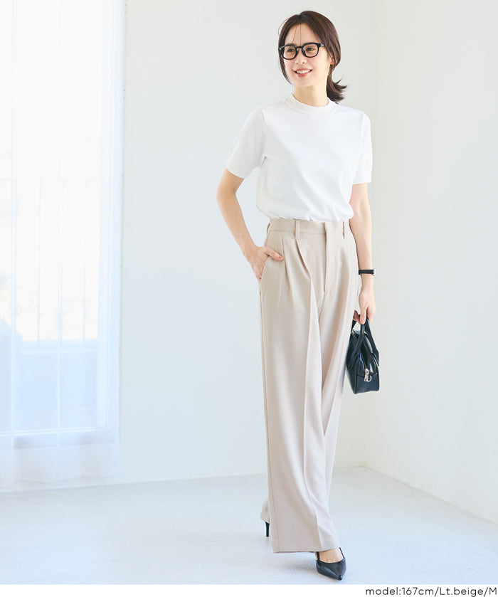 質感高腰中線闊腿西裝褲