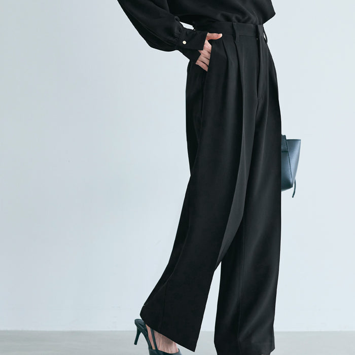 質感高腰中線闊腿西裝褲