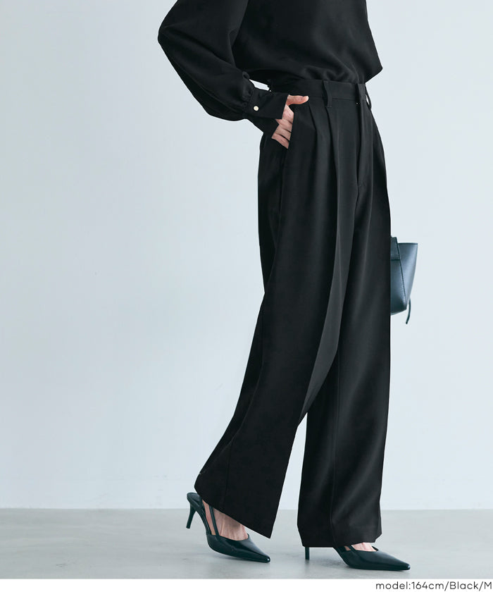 質感高腰中線闊腿西裝褲