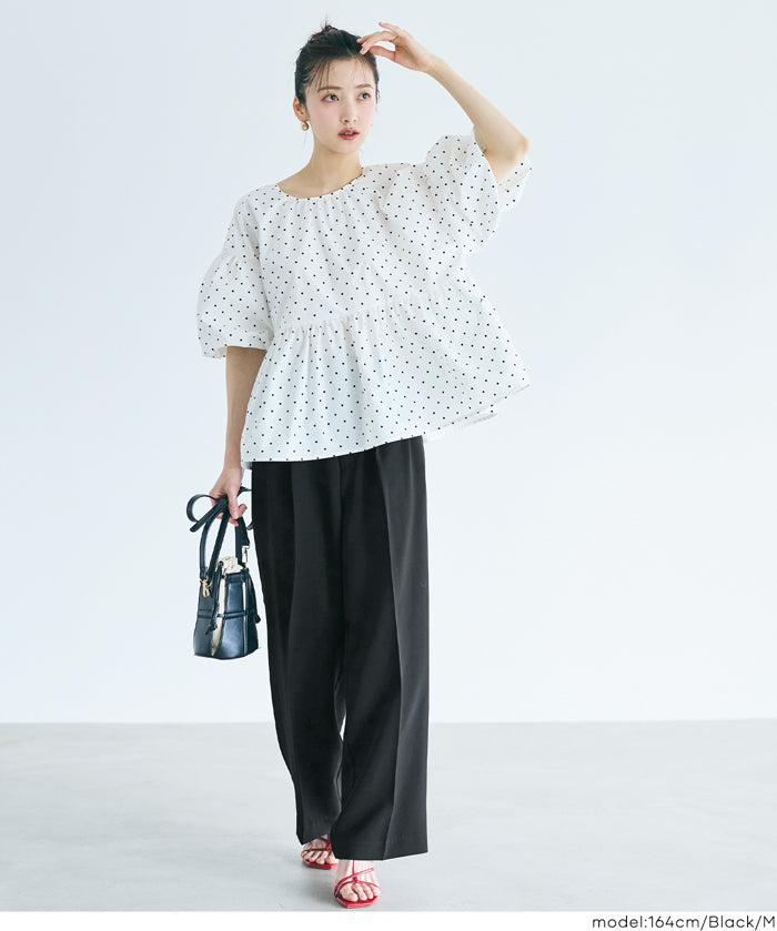 質感高腰中線闊腿西裝褲