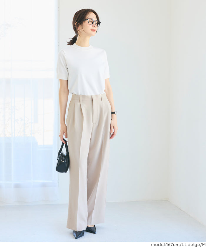 質感高腰中線闊腿西裝褲