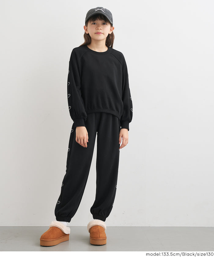 童裝愛心刺繡長袖衛衣