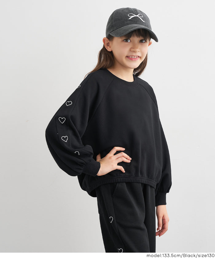 童裝愛心刺繡長袖衛衣