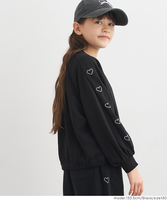 童裝愛心刺繡長袖衛衣
