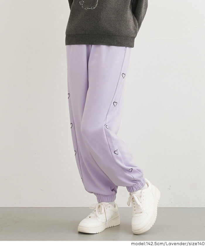 童裝愛心刺繡休閒褲