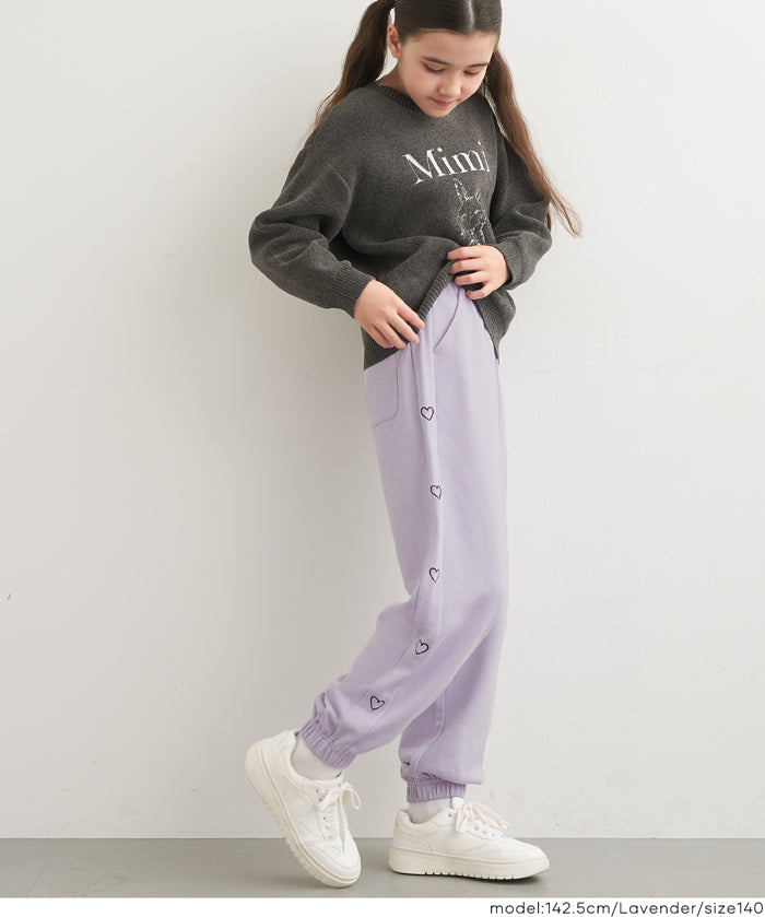 童裝愛心刺繡休閒褲