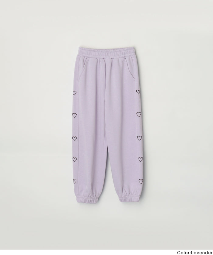 童裝愛心刺繡休閒褲