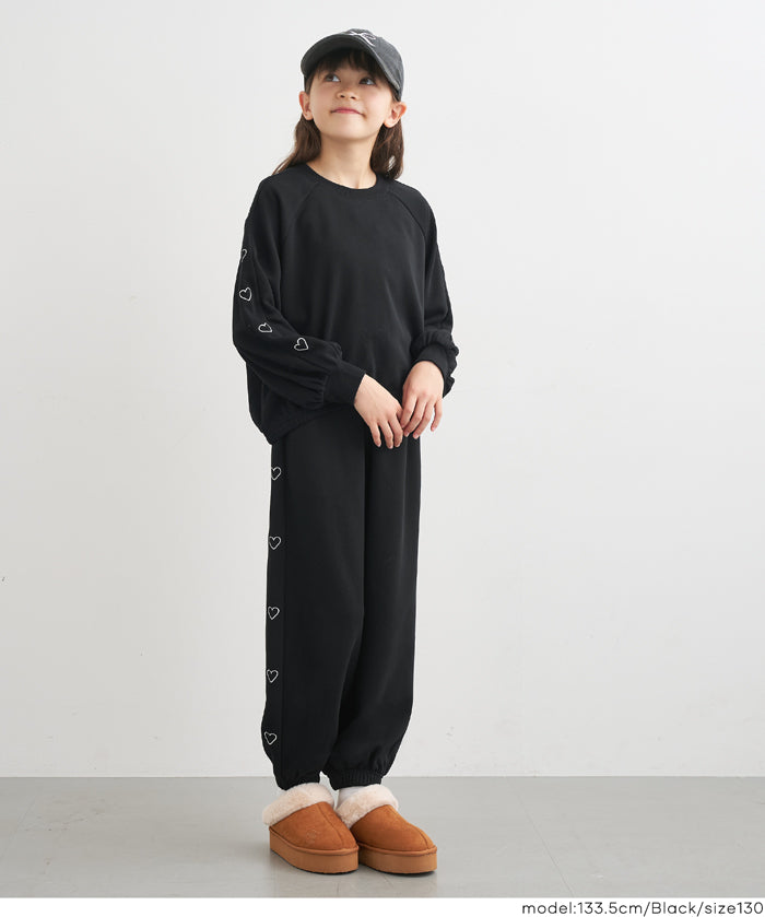 童裝愛心刺繡休閒褲