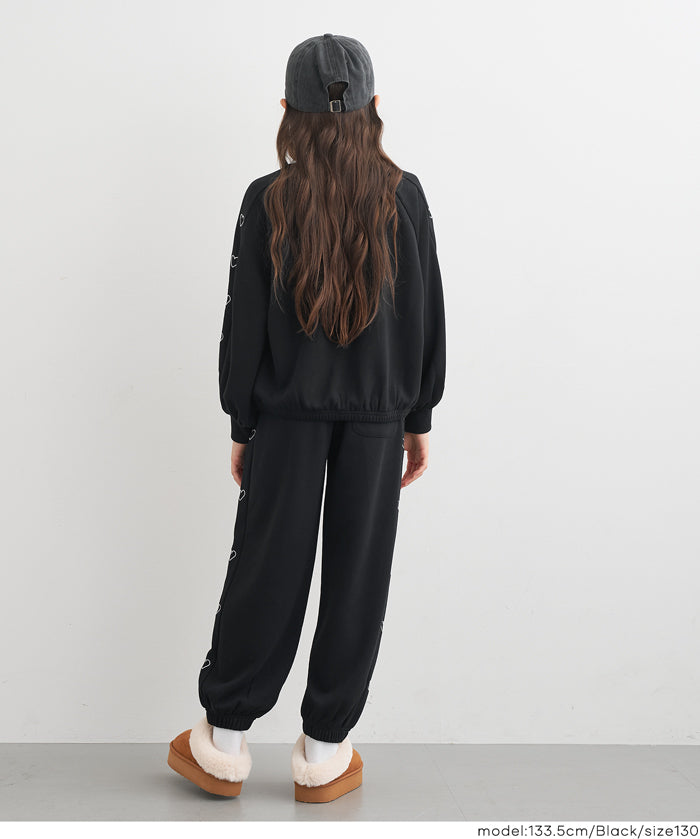 童裝愛心刺繡休閒褲