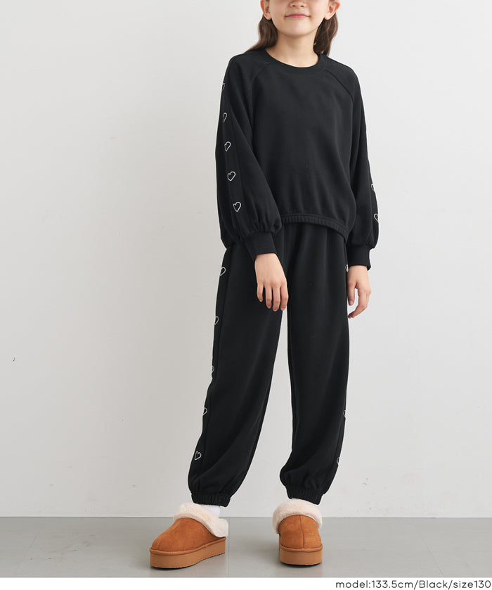 童裝愛心刺繡休閒褲