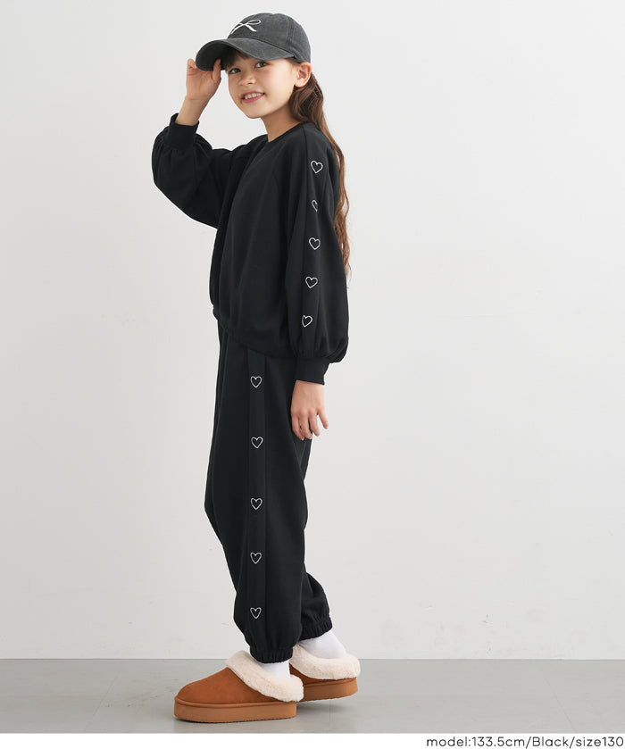 童裝愛心刺繡休閒褲