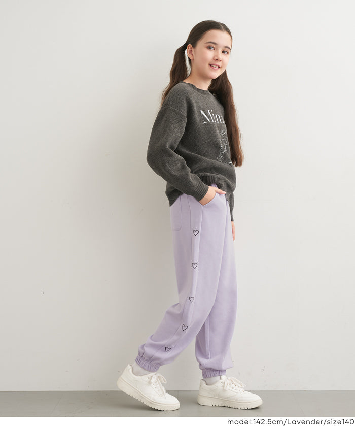 童裝愛心刺繡休閒褲