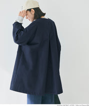 Japanese style collarless mid-length trench coat 