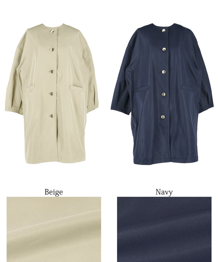 Japanese style collarless mid-length trench coat 