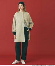 Japanese style collarless mid-length trench coat 