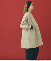 Japanese style collarless mid-length trench coat 