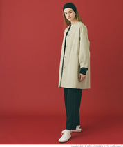 Japanese style collarless mid-length trench coat 