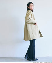 Japanese style collarless mid-length trench coat 