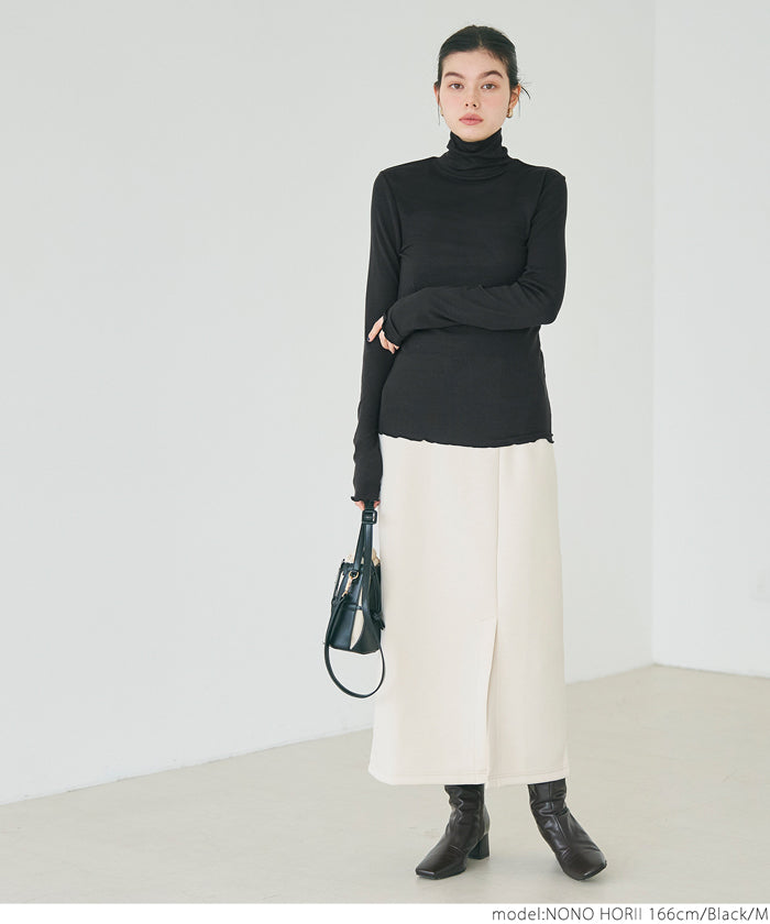 Thin elastic high collar top 