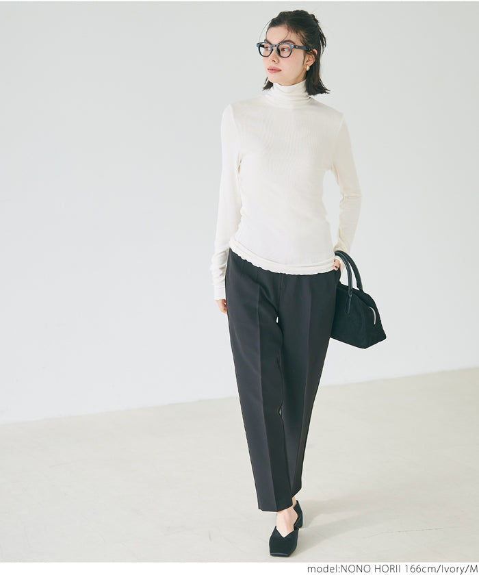 Thin elastic high collar top 