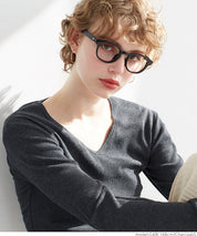 Versatile ribbed elastic V-neck long-sleeved top 