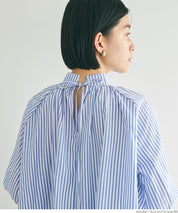 Stand collar puff sleeves long sleeve shirt 