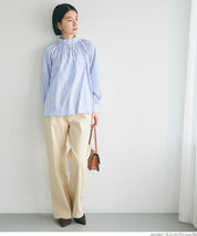 Stand collar puff sleeves long sleeve shirt 