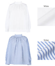 Stand collar puff sleeves long sleeve shirt 