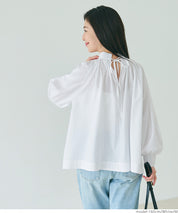 Stand collar puff sleeves long sleeve shirt 