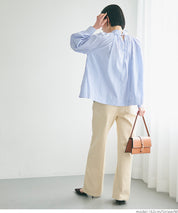 Stand collar puff sleeves long sleeve shirt 