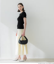 Threaded elastic cotton blend round neck short sleeves 