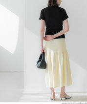 Threaded elastic cotton blend round neck short sleeves 