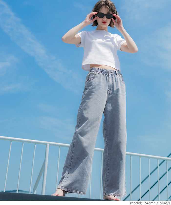 極輕無重力夏日 直筒牛仔寬褲
