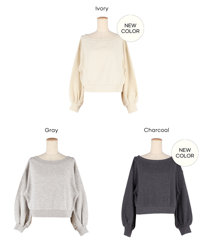 Off-shoulder cotton blend long-sleeved sweatshirt 