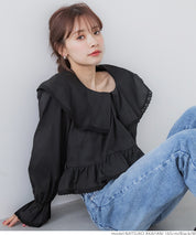 Japanese style lapel cotton lace short shirt 