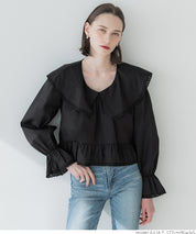 Japanese style lapel cotton lace short shirt 