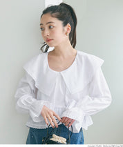 Japanese style lapel cotton lace short shirt 