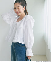Japanese style lapel cotton lace short shirt 