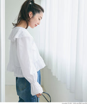 Japanese style lapel cotton lace short shirt 