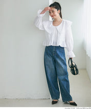 Japanese style lapel cotton lace short shirt 